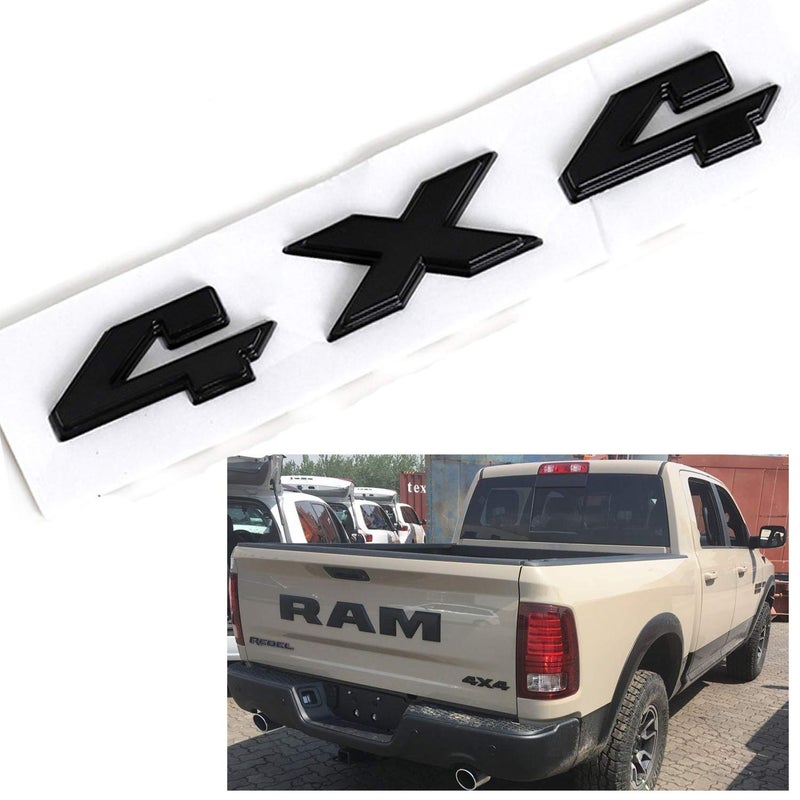 HUAPX 8.8 Inch 4x4 Emblem Sticker,1Pack Matt Black Badge Chrome Decal Sticker Replacement for Dodge Ram 1500 2500 3500,Jeep Grand Cherokee Compass Wrangler and Truck Decals (Black) - Image 2